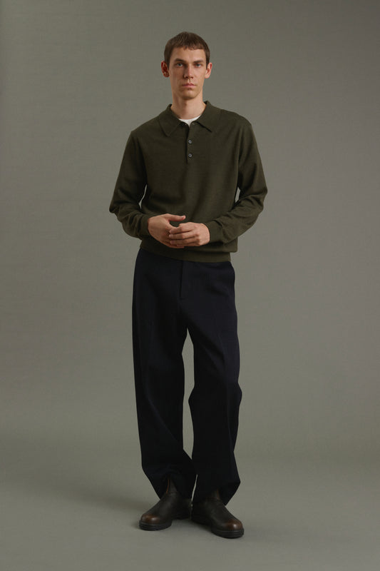 Pullover Etienne - Mélange Khaki - Merino Wool - Men