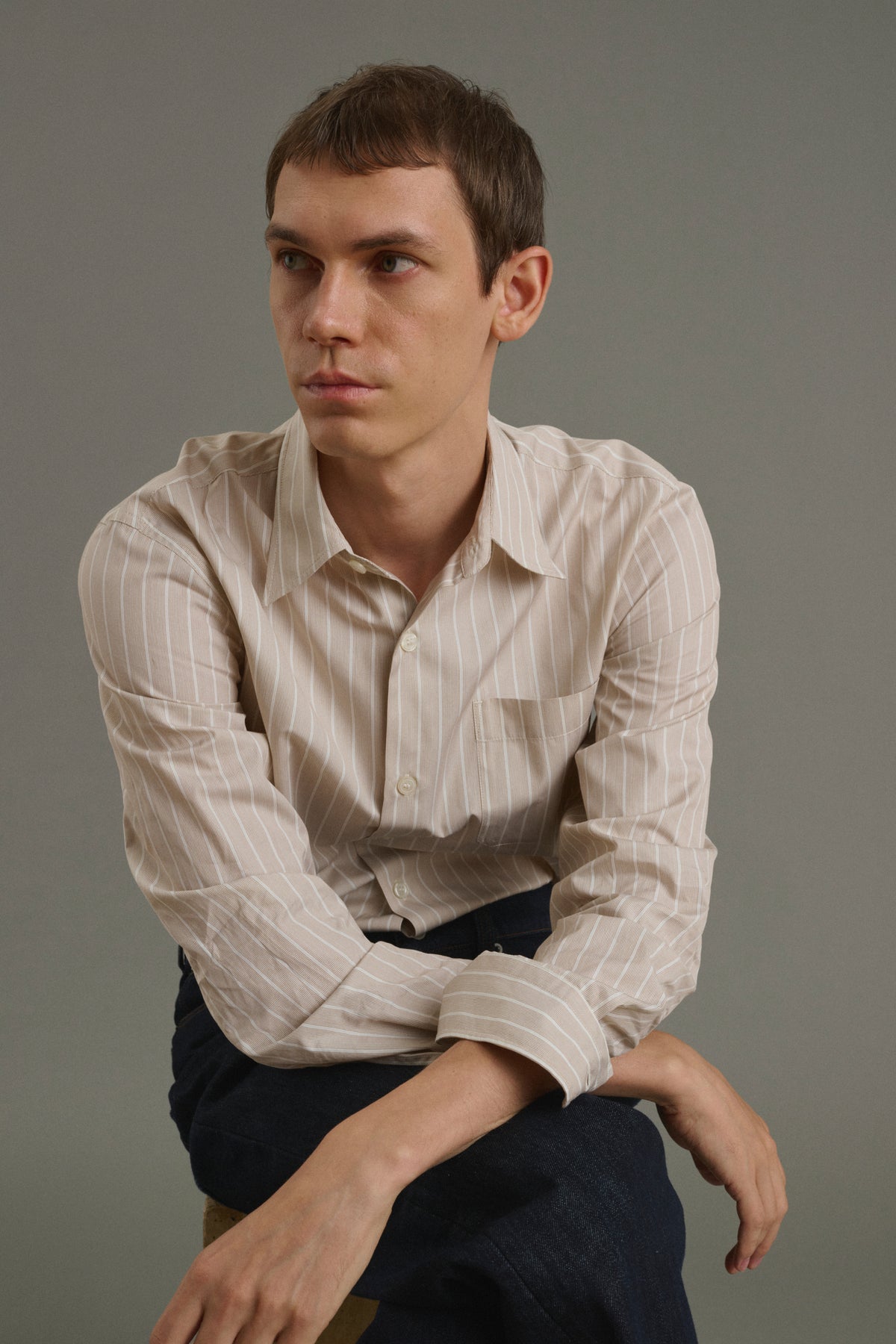 Shirt Glenn - Hazelnut/Ecru - Cotton - Men vue 1