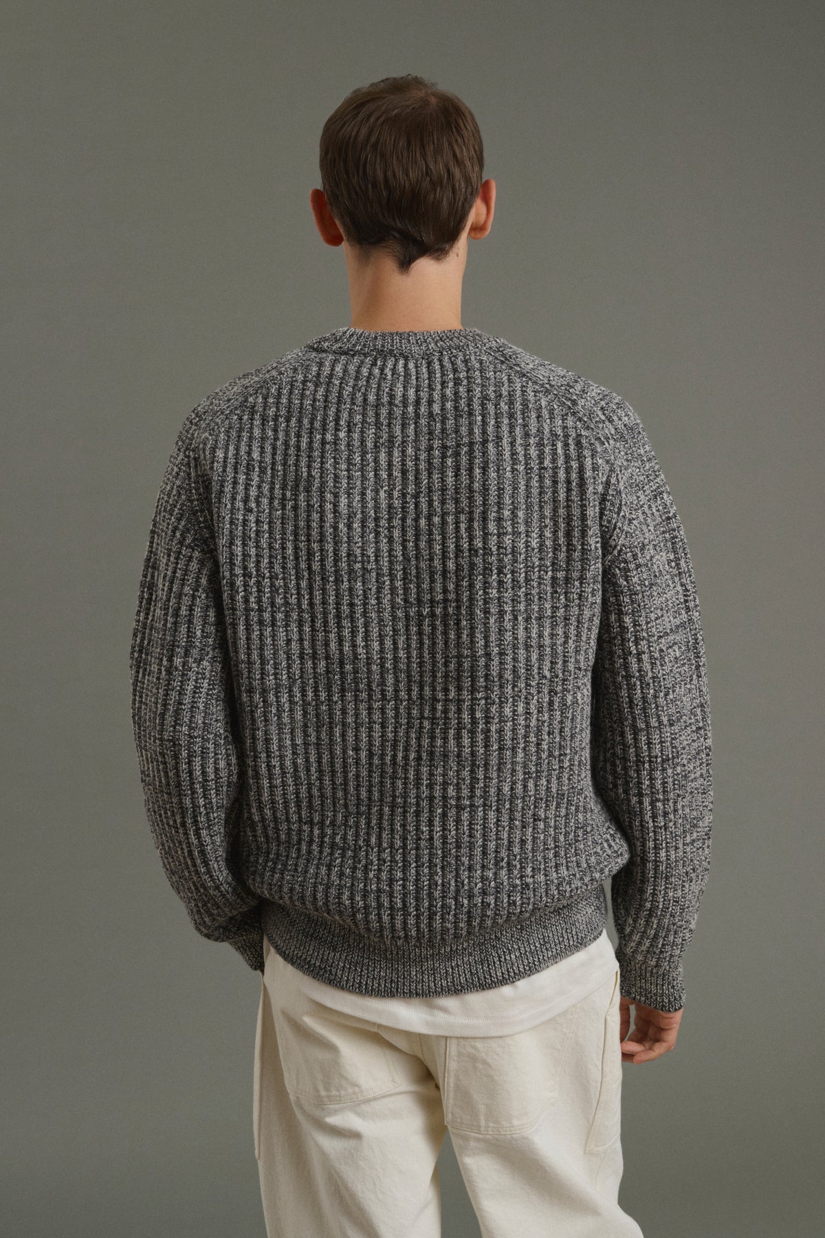 Pullover Osma - Ecru/Charcoal - Wool - Men