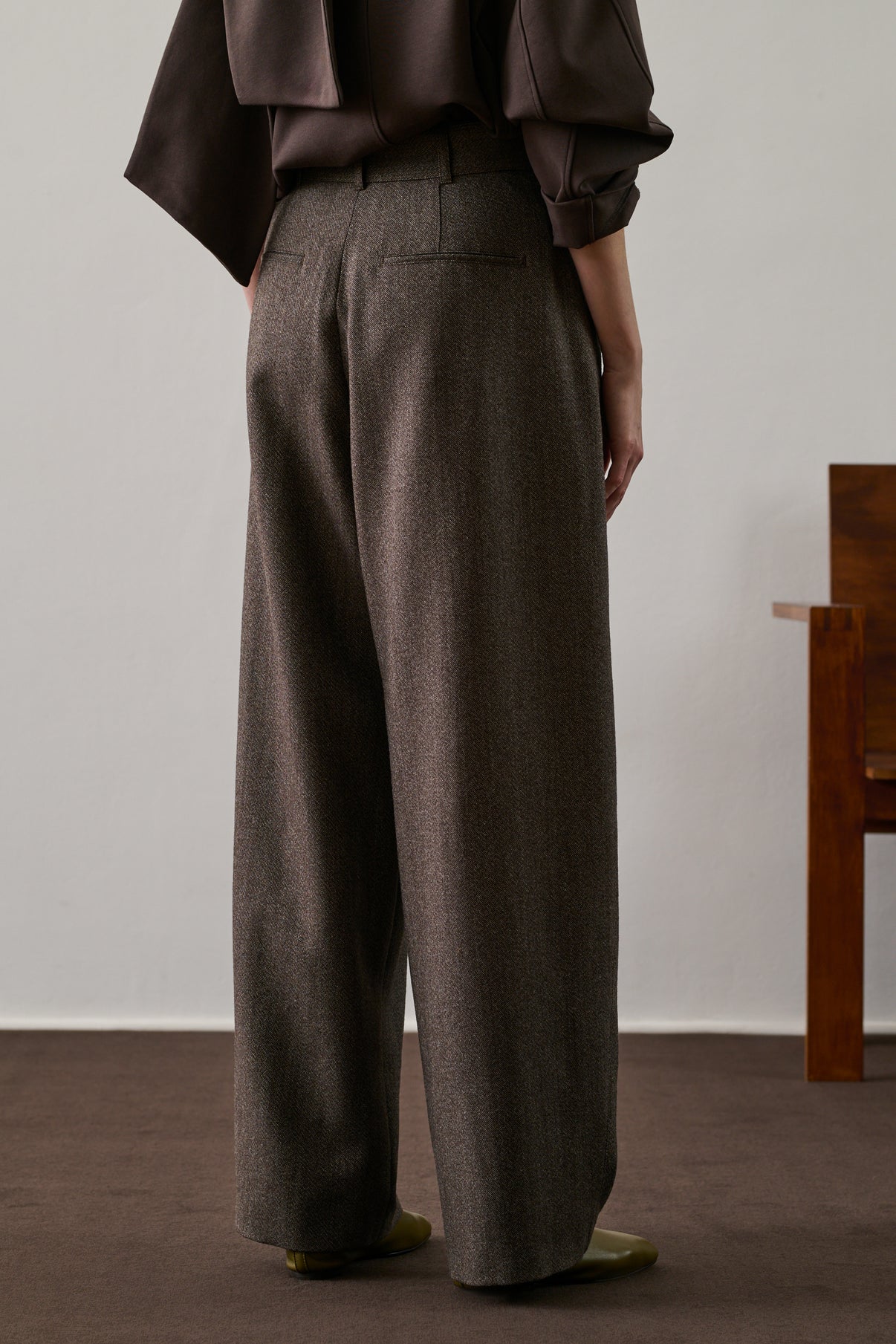 Pantalon Cole - Marron/Écru - Laine - Femme vue 3