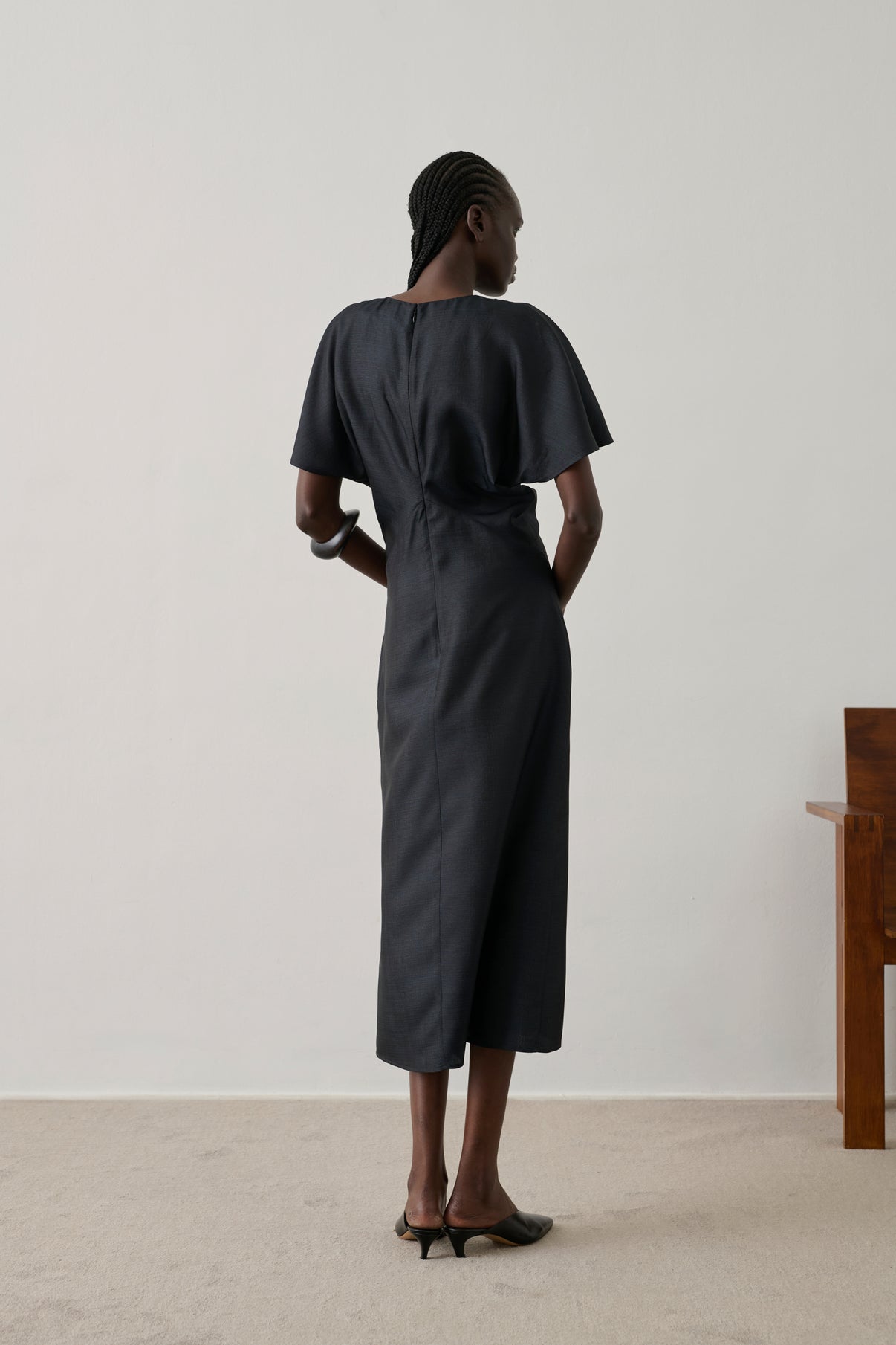 Robe Ella - Noir - Soie - Femme vue 3