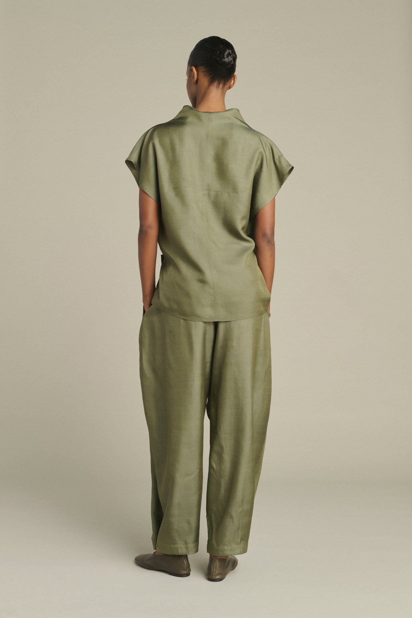 Kora blouse - Sage Green - Silk - Women