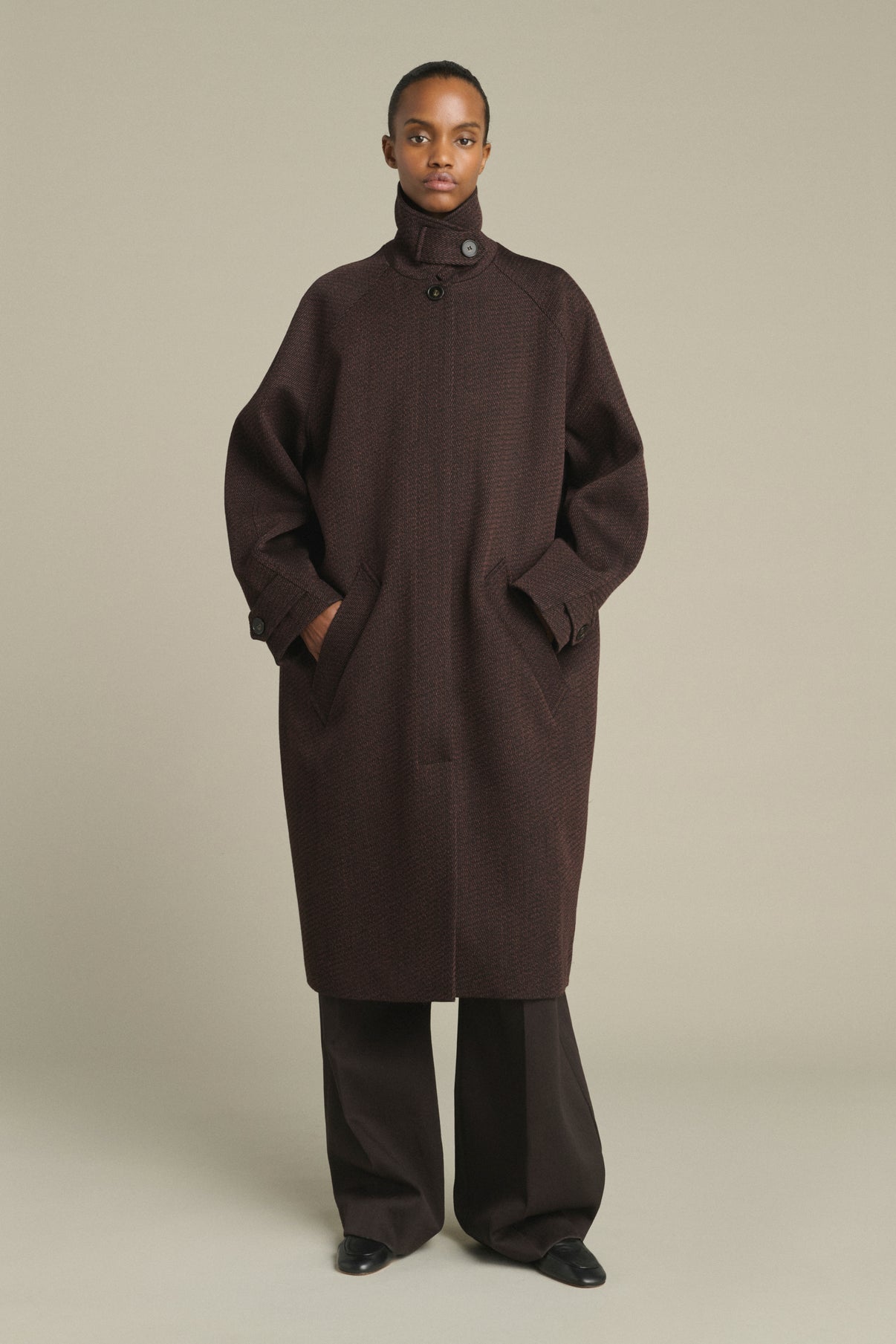 Leandre Coat - Brown/Black - Wool - Women vue 3