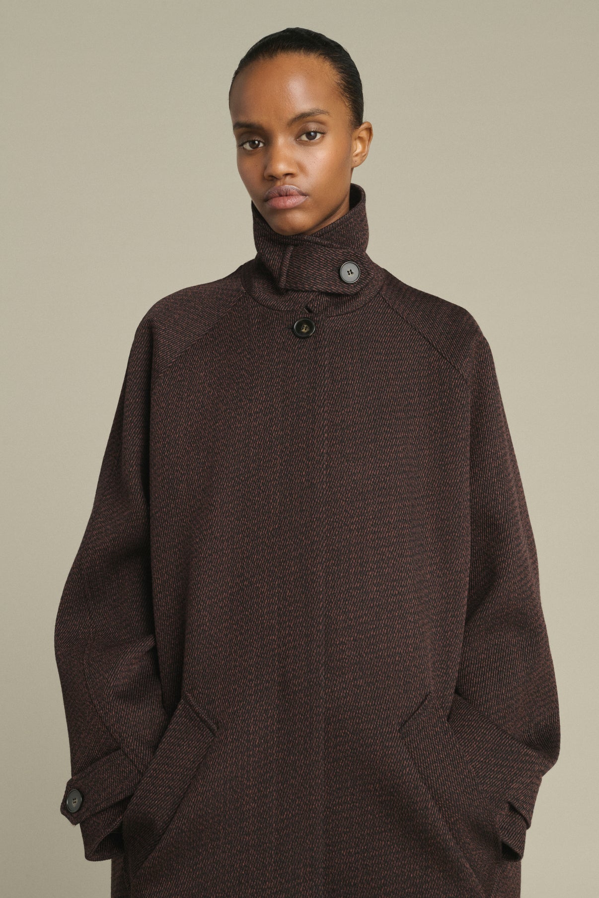 Coat Leandre - Brown/Black - Wool - Women vue 4