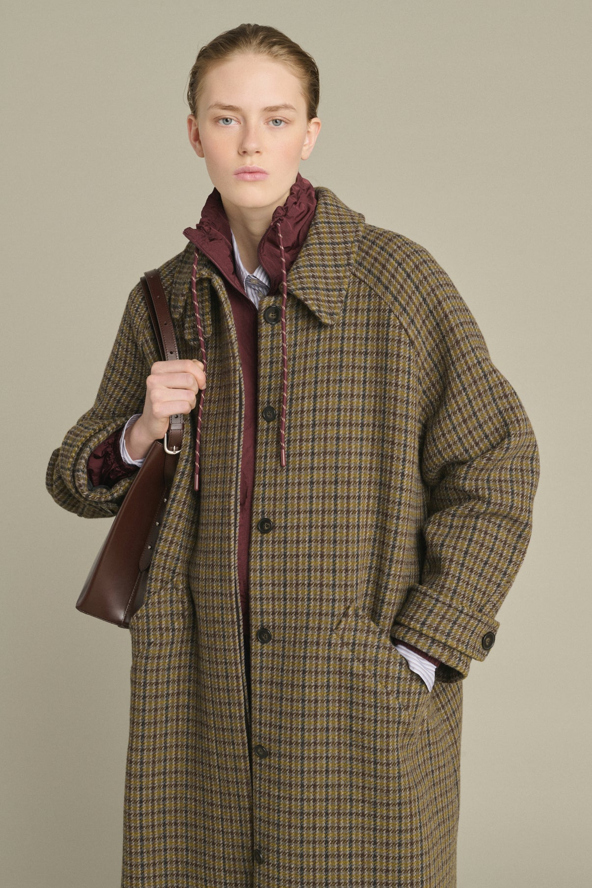Berlin coat - Grey/Khaki - Wool - Women vue 3