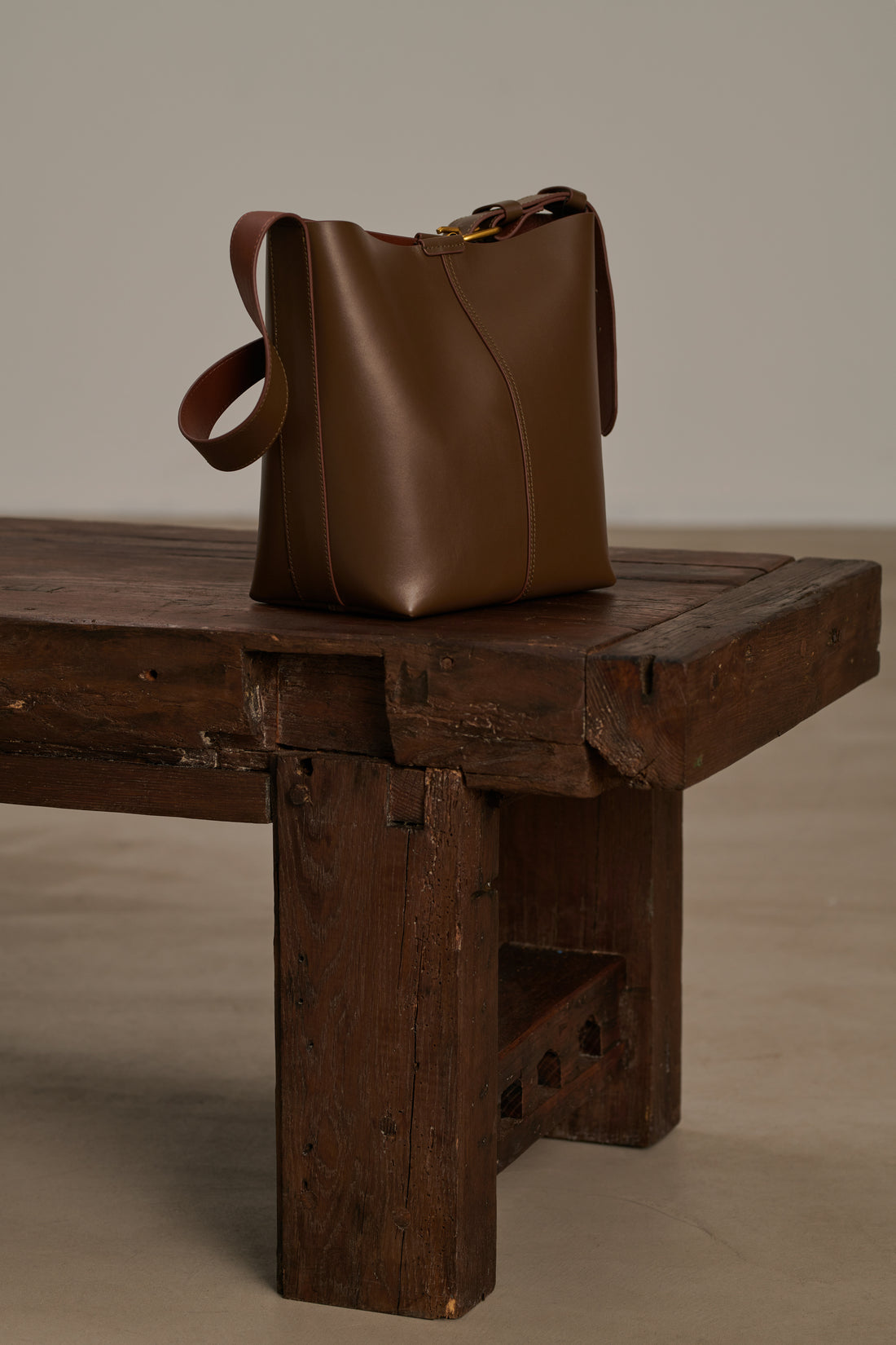 Sac Saudade - Taupe/Cognac - Cuir - Femme