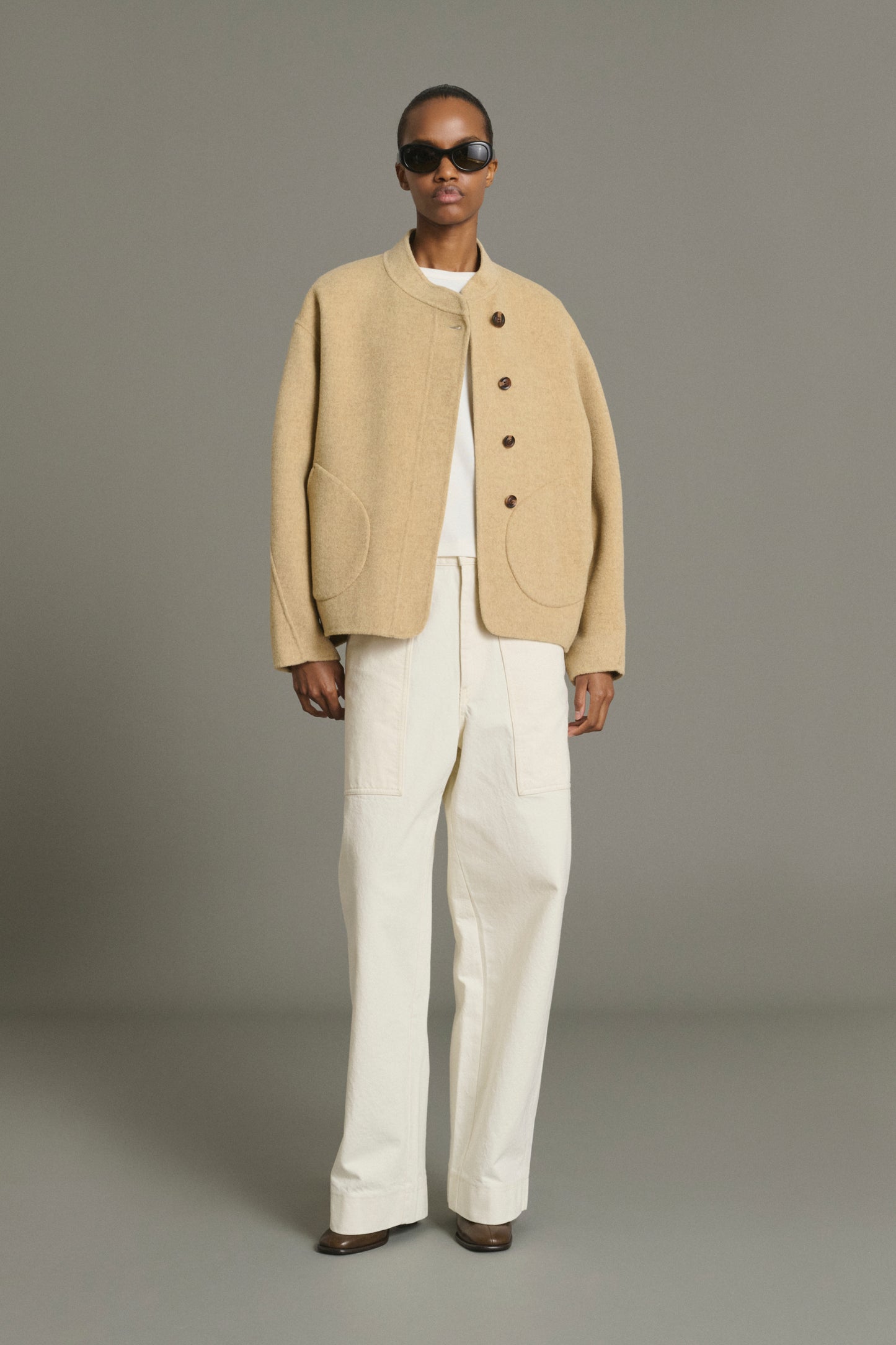 Windsor Coat - Beige Marl Short Wool Women - Soeur