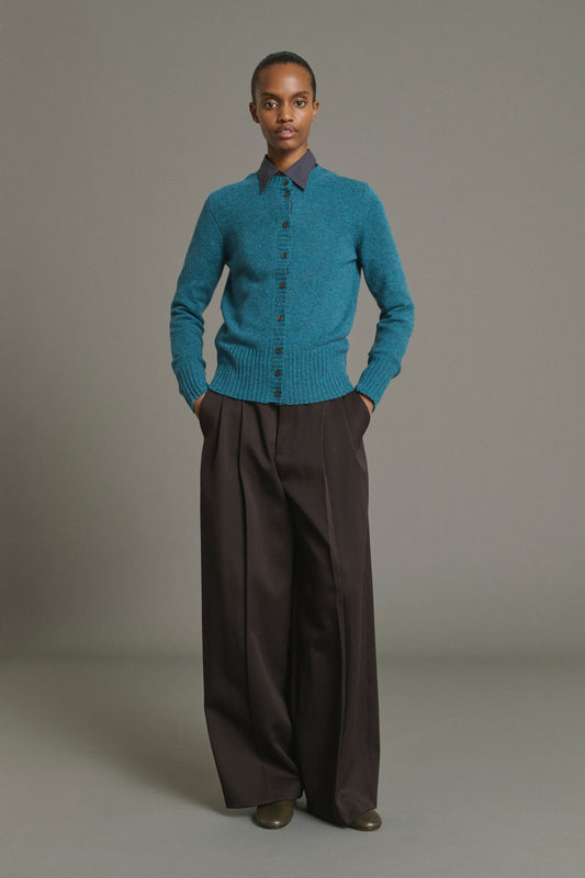 Fugu Cardigan - Persian Blue - Merino Wool - Women