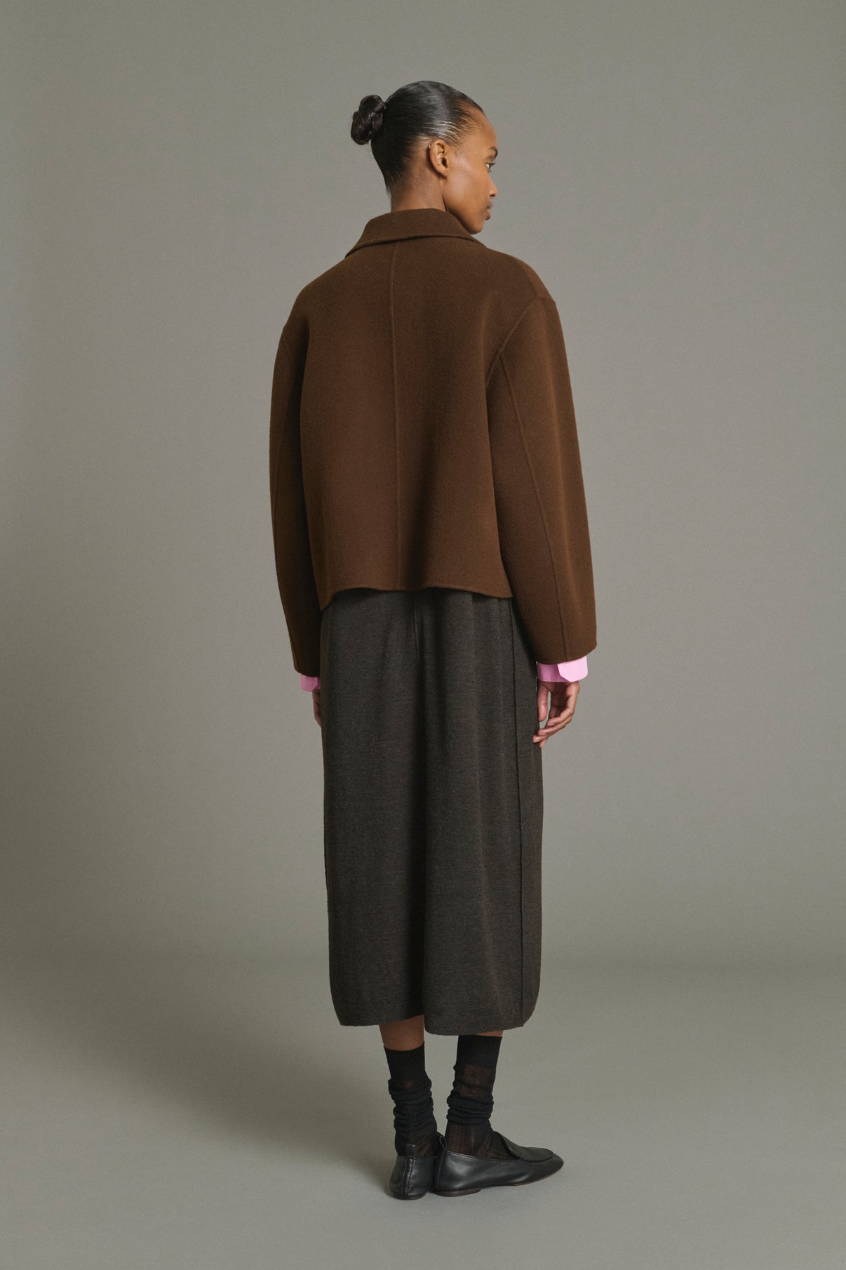 Gyoda Coat - Chocolate - Wool - Women vue 2
