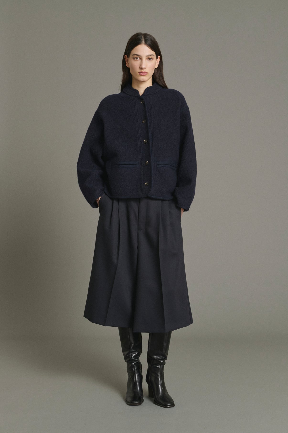 Olympe Jacket - Navy Thick Wool Women - Soeur vue 4