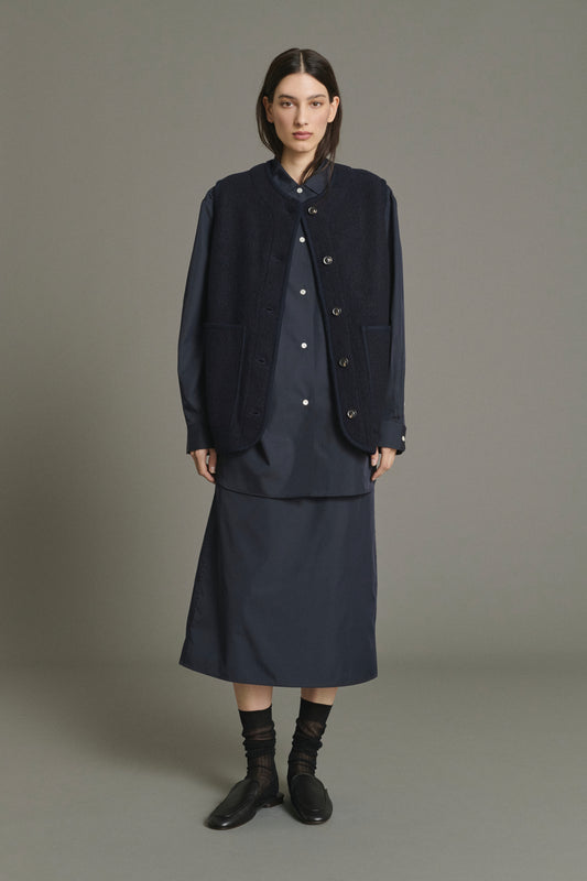 Jacket Chicago - Navy Boiled Wool Women - Soeur